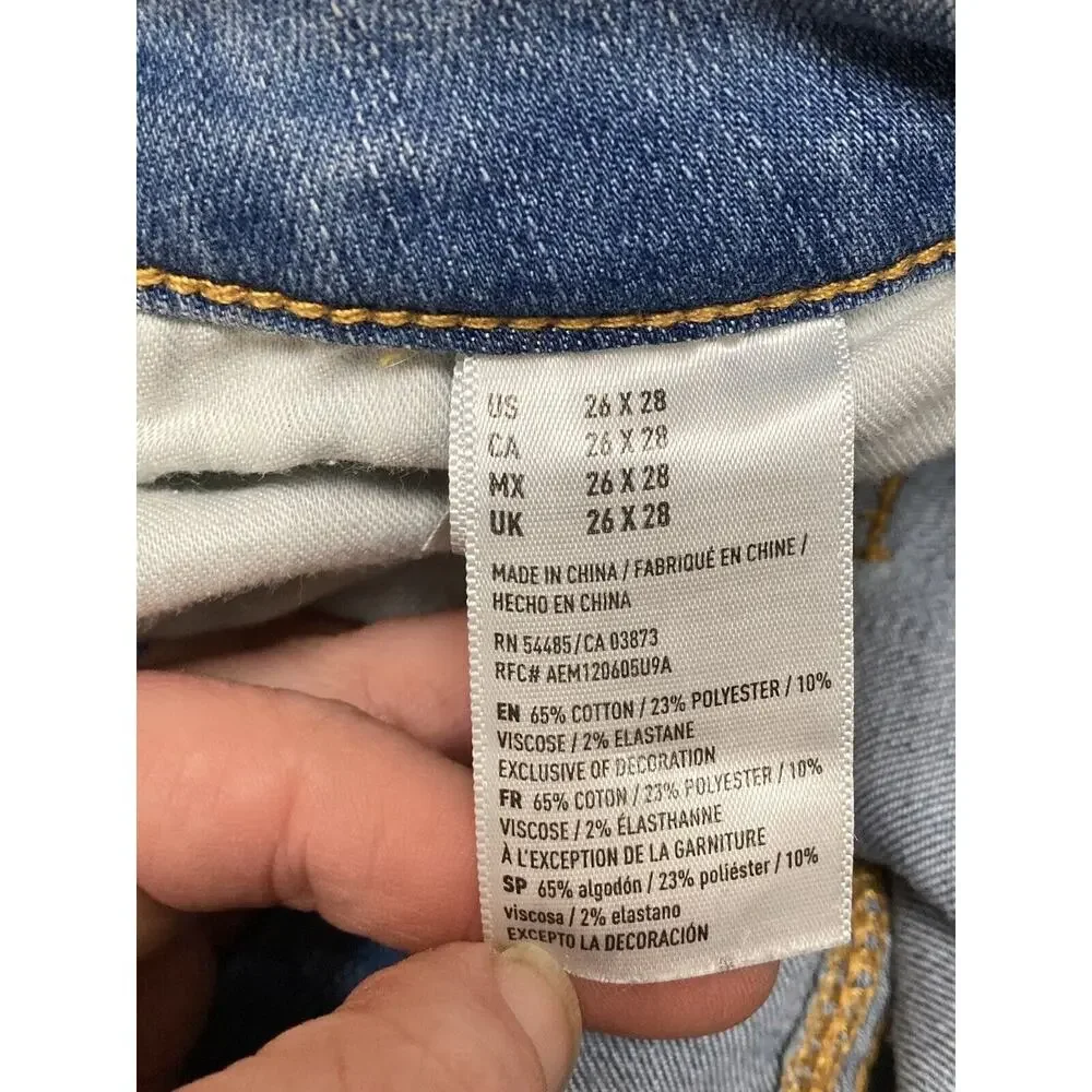 American Eagle Extreme Flex Slim Straight Light Wash Denim Jeans Size 26x28